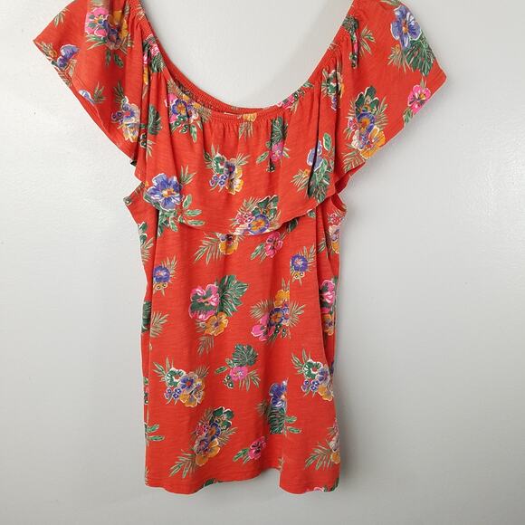 Old Navy Womens Off Shoulder Blouse Hawaiian Tropical Print Top Size Small - Picture 5 of 6
